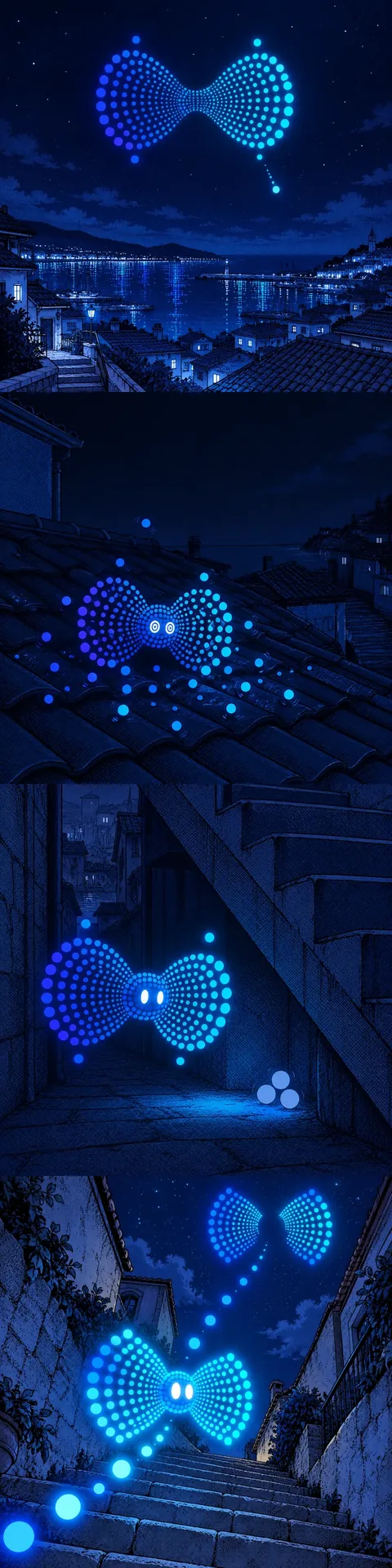 示例：《掉队的那颗点》竖版条漫长图，四格自上而下排列，可滚动查看